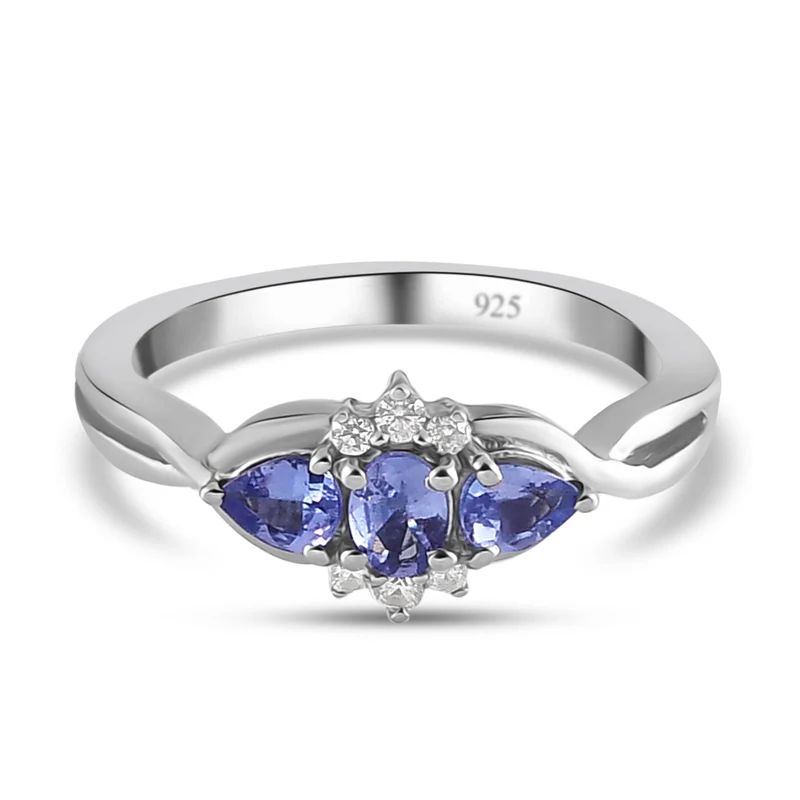 AA Tansanit-Ring, 925 Silber platiniert ca. 0,58 ct