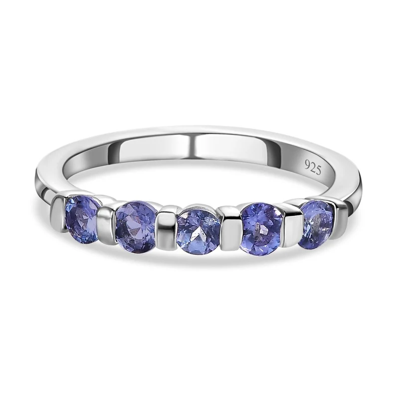 Tansanit-Ring, 925 Silber platiniert ca. 0.65 ct