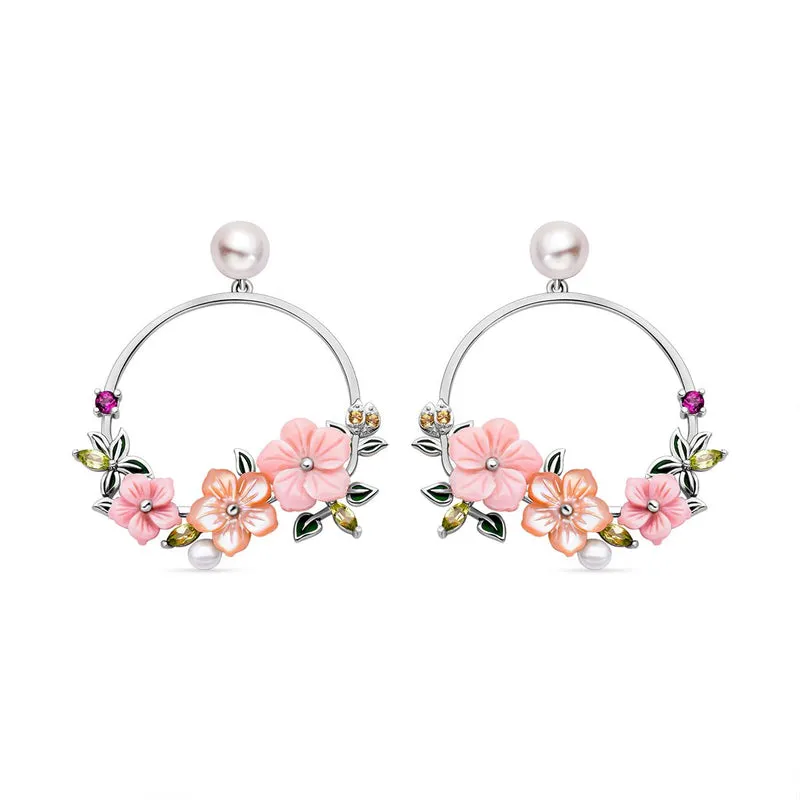 Jardin Kollektion - Süßwasserperlen und rosa Perlmutt-Ohrringe, 925 Silber rhodiniert ca. 0.74 ct