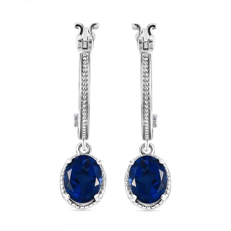 Ceylon Farbe Quarz und Tansanit-Ohrringe, 925 Silber platiniert ca. 4,26 ct