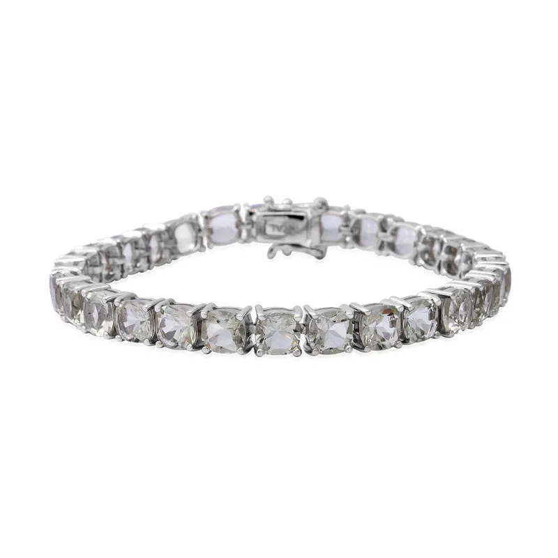 Prasiolit-Armband, ca. 19 cm, 925 Silber platiniert ca. 26,10 ct