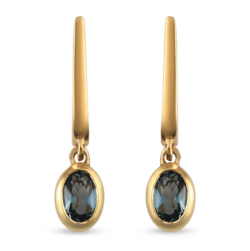 London Blau Topas Ohrringe, 925 Silber vergoldet ca. 1,02 ct