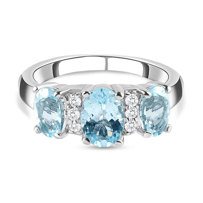 Espirito Santo Aquamarin-Ring, 925 Silber platiniert ca. 1,59 ct