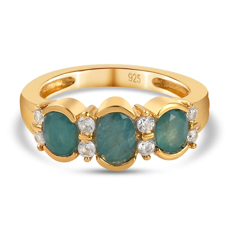 Grandidierit und Zirkon-Ring, 925 Silber vergoldet ca. 1,43 ct