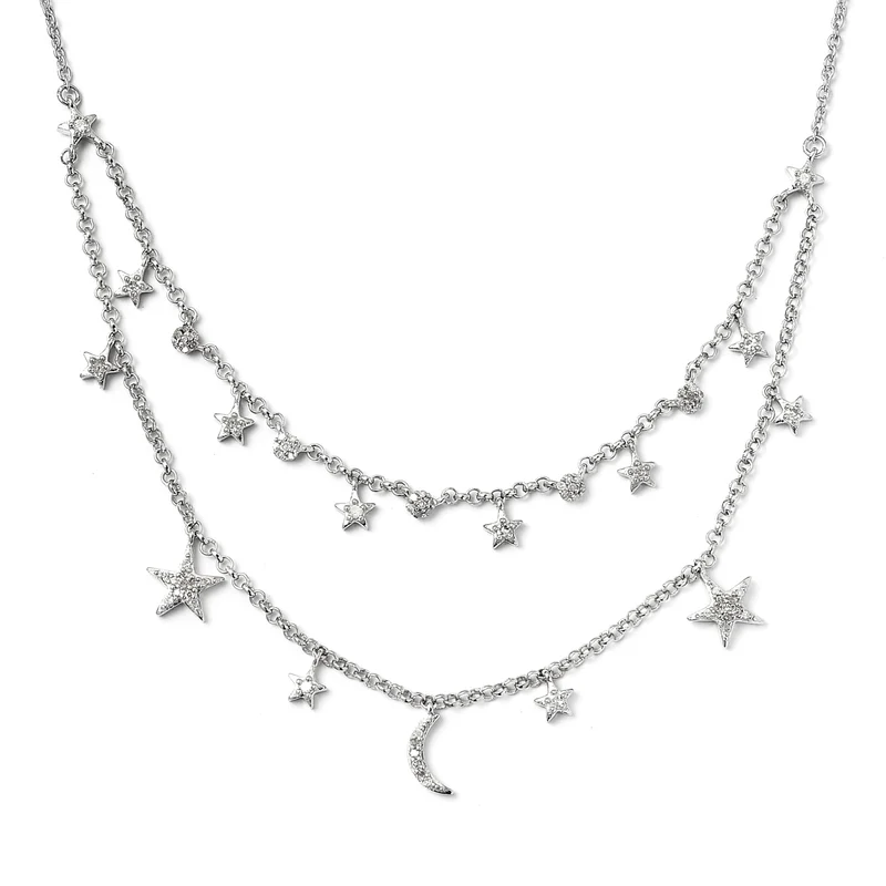 Diamant Halskette 50 cm 925 Silber platiniert ca. 0,50 ct