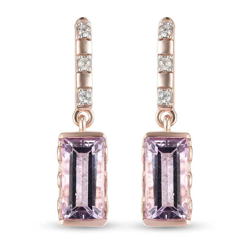 Rosa Amethyst und Zirkon-Ohrringe, 925 Silber rosévergoldet ca. 3,03 ct