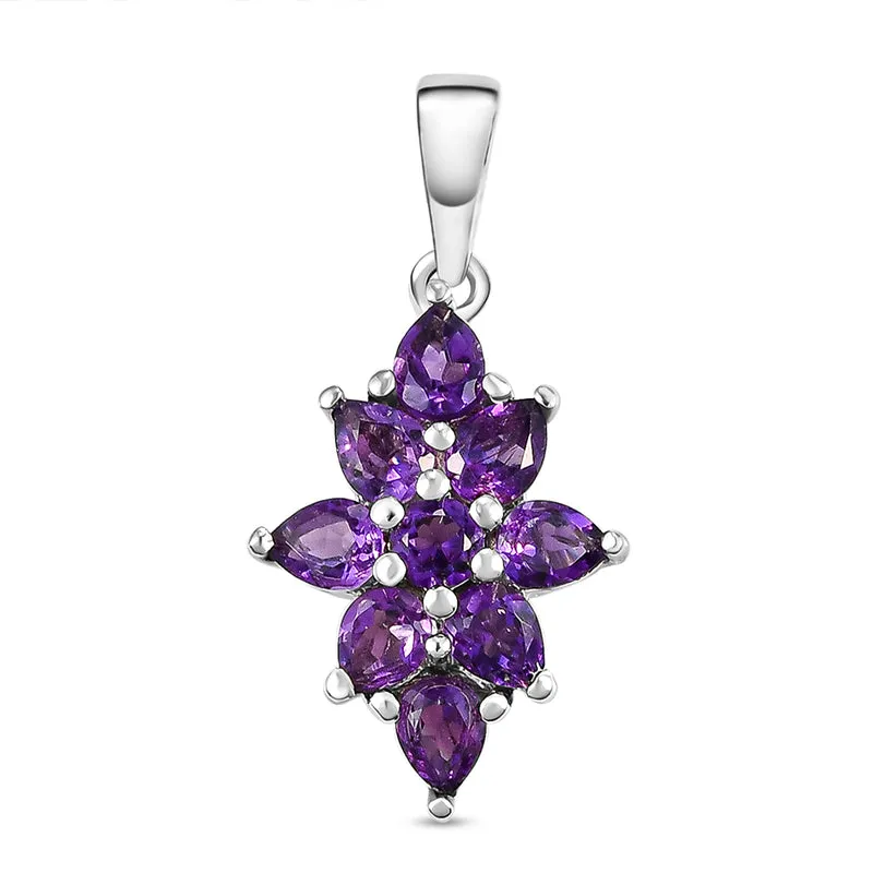 Natürlicher, marokkanischer Amethyst-Anhänger, 925 Silber platiniert ca. 1.31 ct