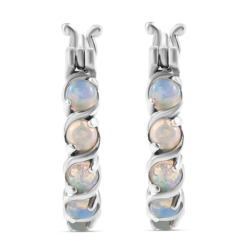 Natürliche, äthiopische Opal Ohrringe, 925 Silber platiniert ca. 0.93 ct