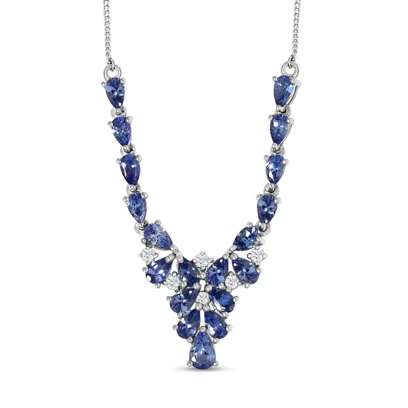 Tansanit-Collier,ca. 45 cm, 925 Silber platiniert ca. 4.21 ct
