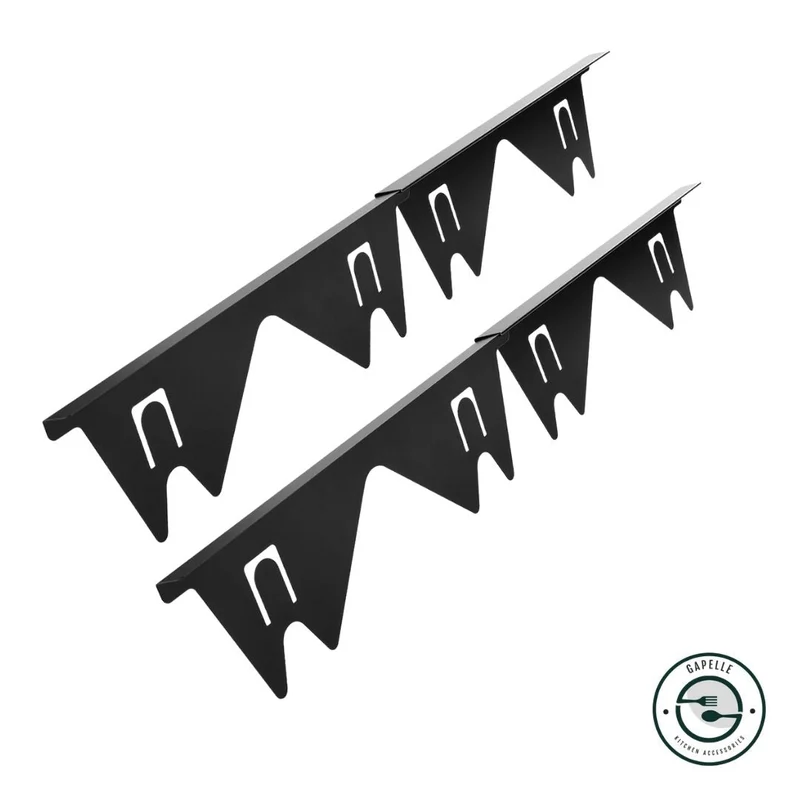 Verstellbare Edelstahl-Spaltabdeckung für die Küche 35–70 cm | Schützt vor Krümeln & Flüssigkeiten | Werkzeuglose Montage | Schwarz oder Silber | 2er-Set