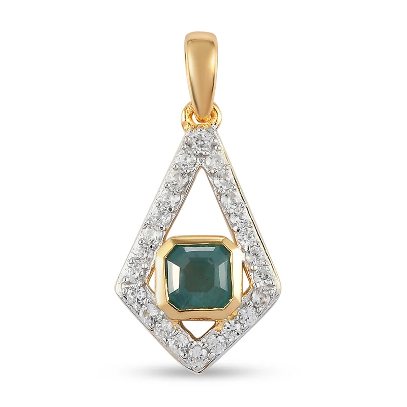 Blaugrüner Grandidierit und Zirkon-Anhänger, 925 Silber vergoldet ca. 1,13 ct