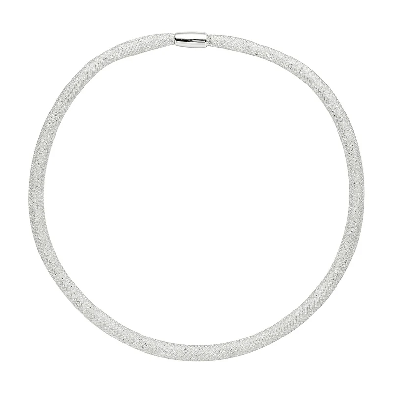 Weiße Kristall-Halskette, ca. 50 cm, silberfarben