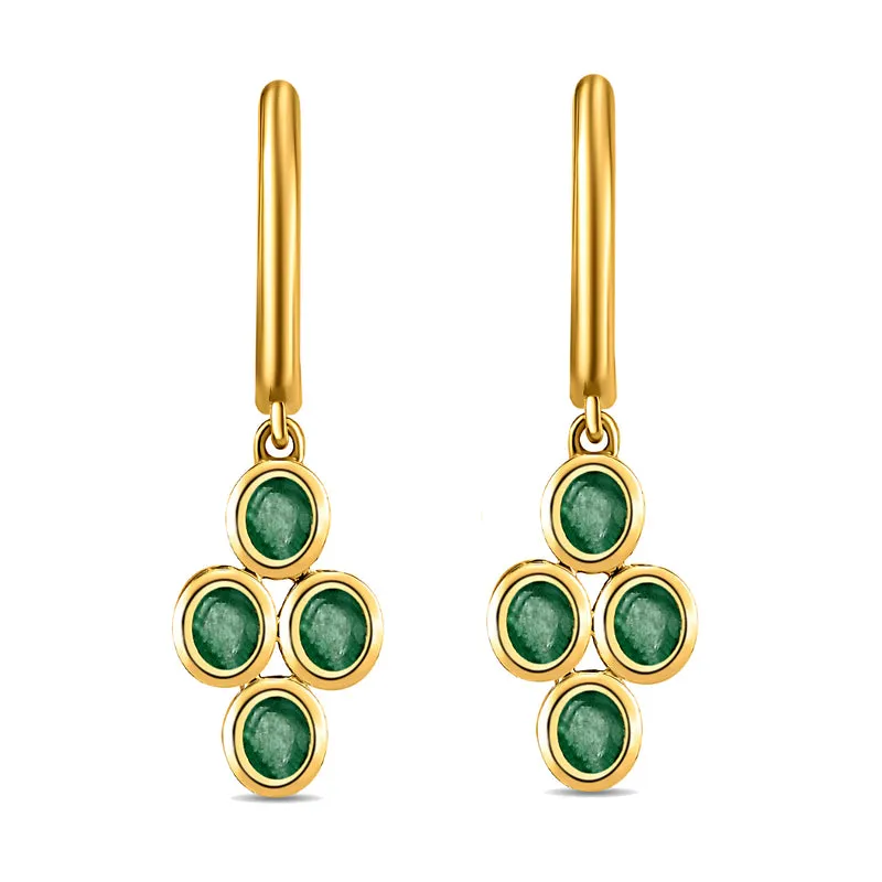 Sambische Smaragd-Ohrringe, 925 Silber vergoldet ca. 1,21 ct