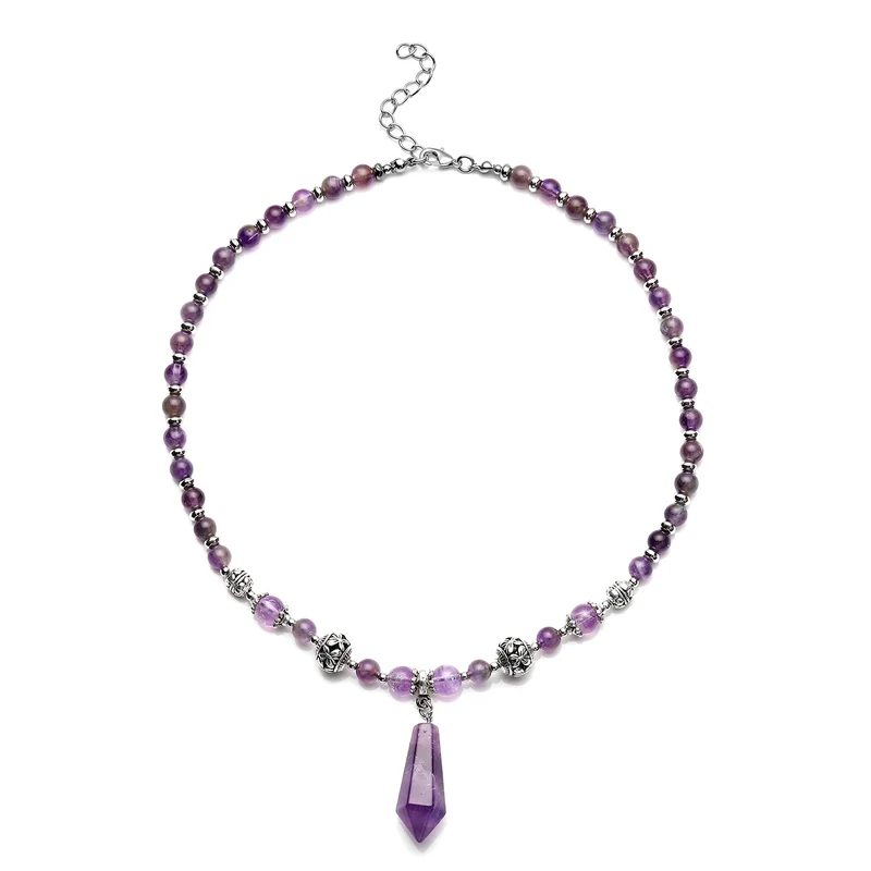Afrikanische Amethyst-Halskette, ca. 45 cm, silberfarben ca. 101,00 ct