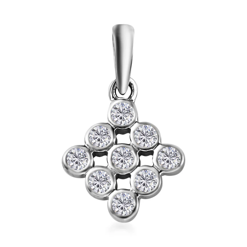 88 Facetten Moissanit-Anhänger, 925 Silber platiniert ca. 0.30 ct