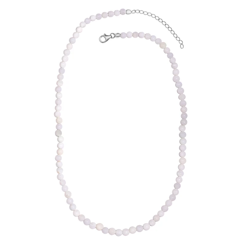 Weiße Opal-Halskette, ca. 45 cm, 925 Silber ca. 72.00 ct