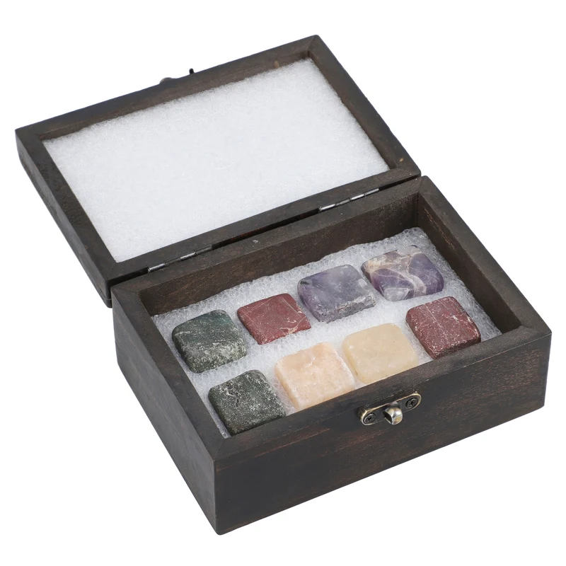 8er-Set, Premium wiederverwendbare Eiswürfel/Whisky-Steine in hochwertiger Holzbox, geschmacksneutral