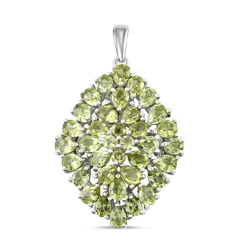 Natürlicher Peridot-Anhänger, 925 Silber platiniert ca. 6,22 ct