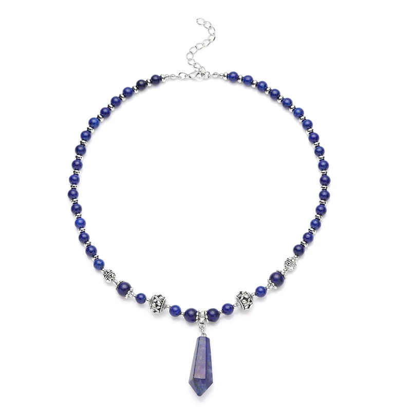 Lapislazuli Halskette, ca. 45 cm, silberfarben ca. 101.00 ct