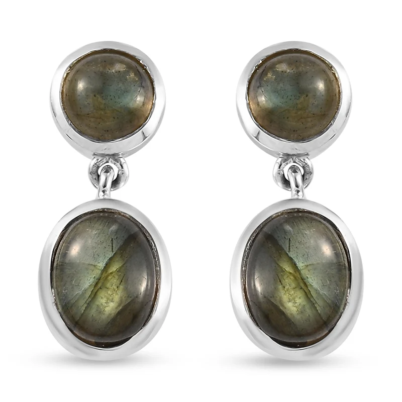Labradorit-Ohrringe, 925 Silber platiniert ca. 6,59 ct