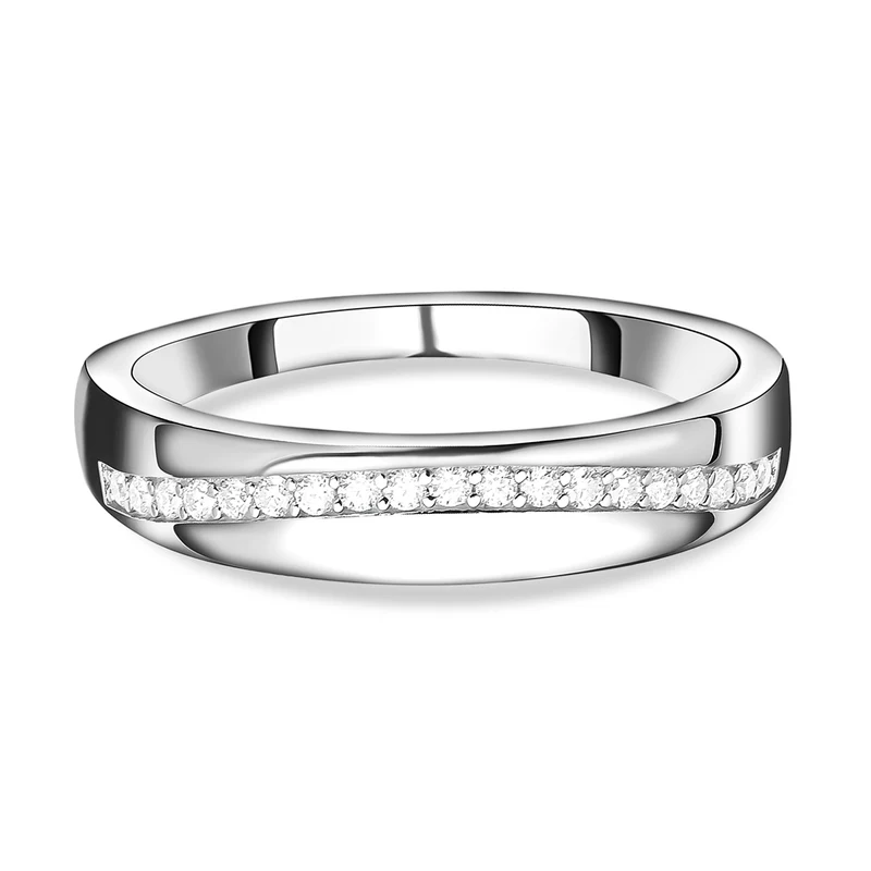 Moissanit-Ring, 925 Silber rhodiniert ca. 0,25 ct