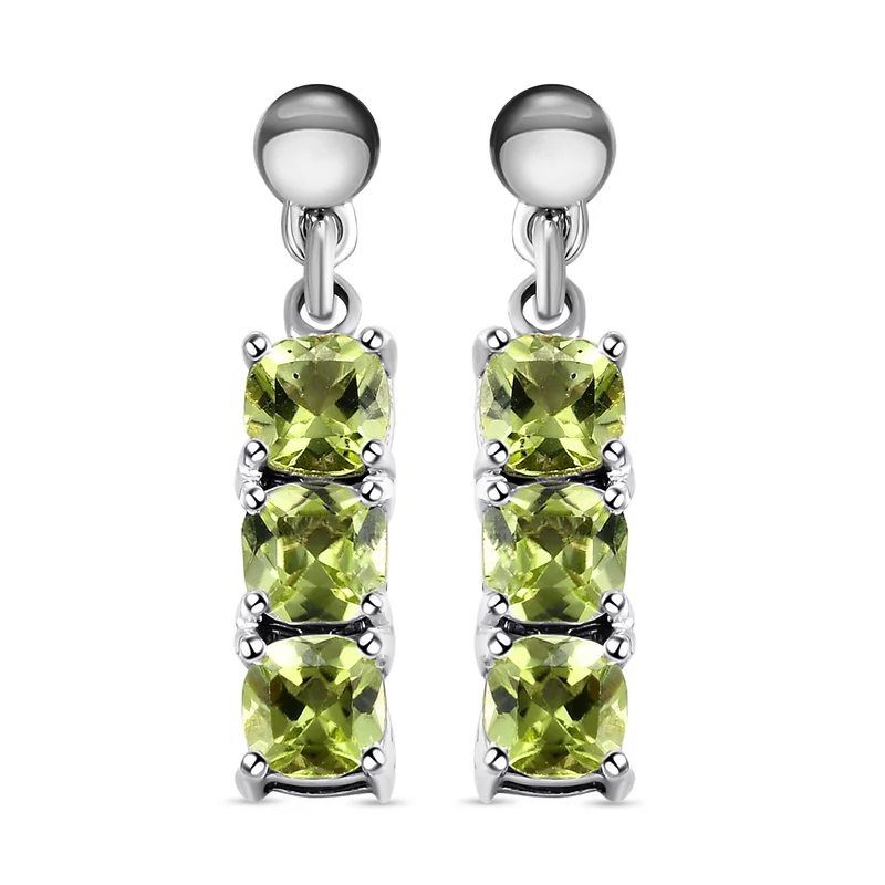 Natürliche Peridot-Ohrringe, 925 Silber platiniert ca. 1,05 ct