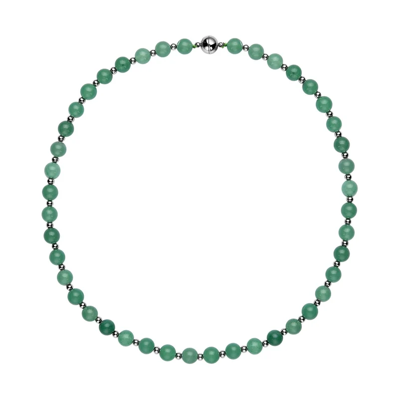 Grüne Aventurin Halskette, ca. 50 cm, reiner Edelstahl ca. 162,50 ct