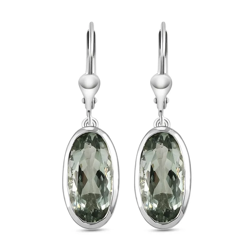Prasiolith-Ohrringe, 925 Silber platiniert ca. 9,01 ct