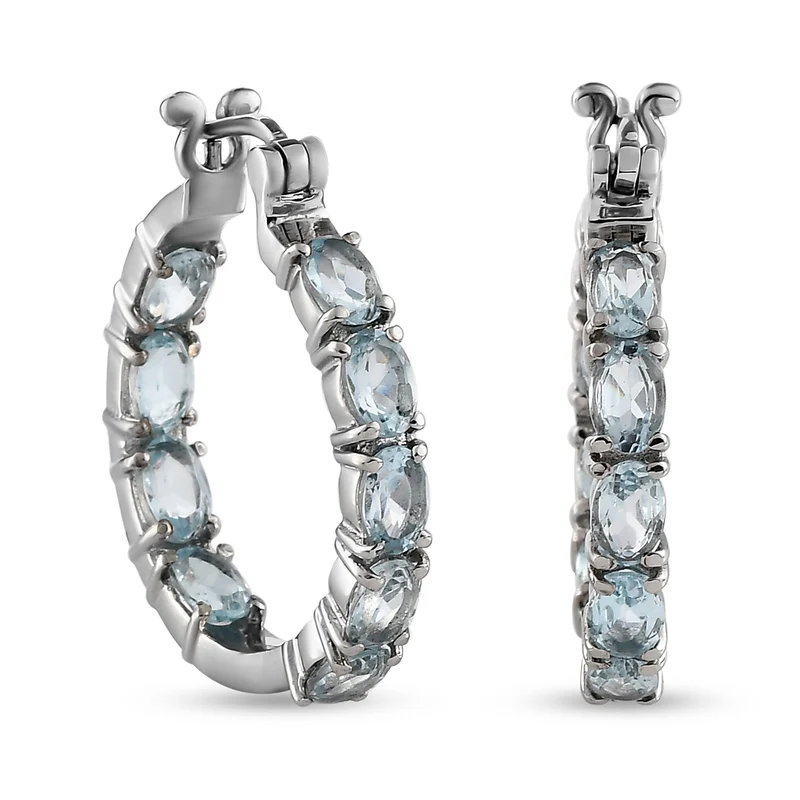 Himmelblaue Topas-Ohrringe, Edelstahl, ca. 10,55 ct
