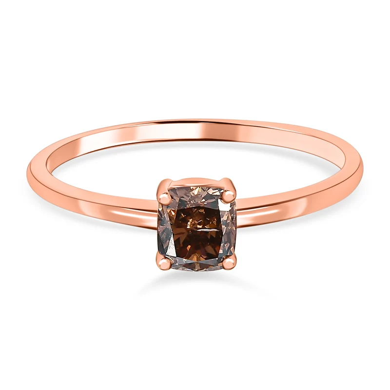 Natürlicher Champagner Diamant-Ring, I1 SGL zertifiziert, 585 Roségold ca. 1.00 ct