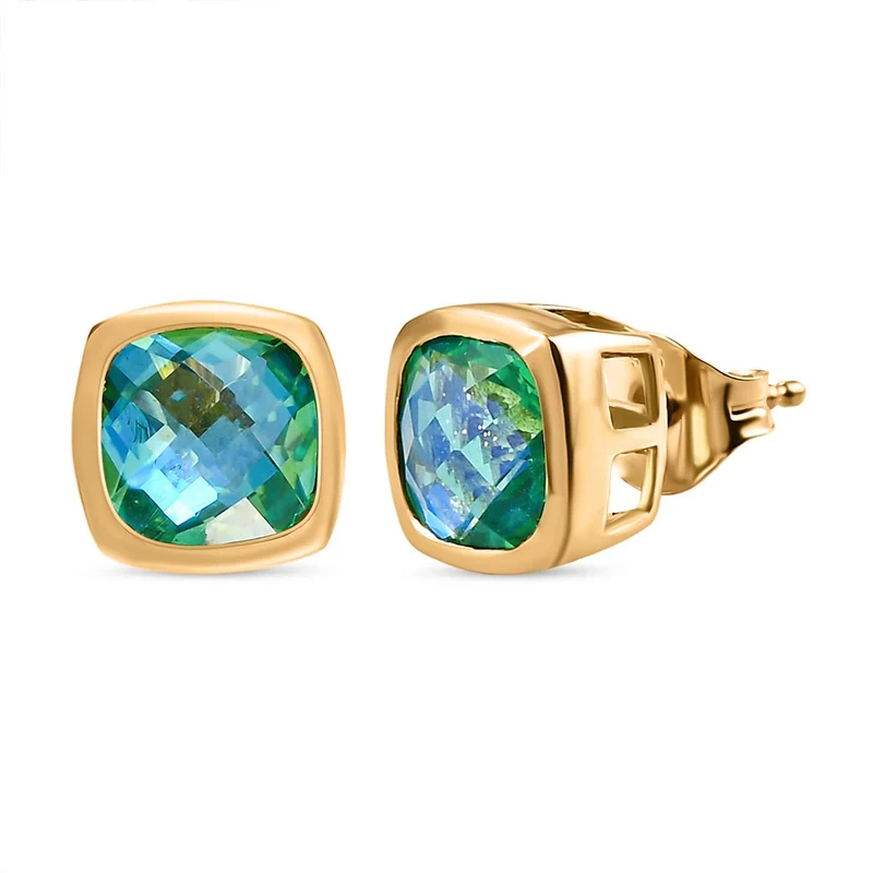 Pfau Triplett Quarz-Ohrringe, 925 Silber vergoldet ca. 3,46 ct