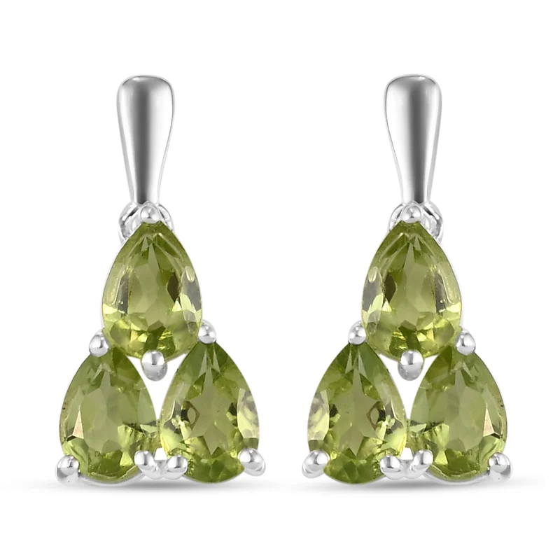 Natürliche Peridot-Ohrringe, 925 Silber ca. 2,74 ct