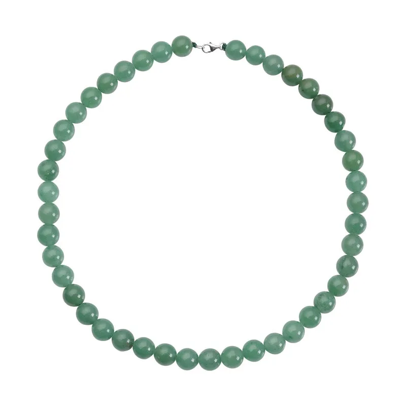 Grüne Aventurin Halskette, ca. 45 cm, 925 Silber rhodiniert ca. 306,00 ct