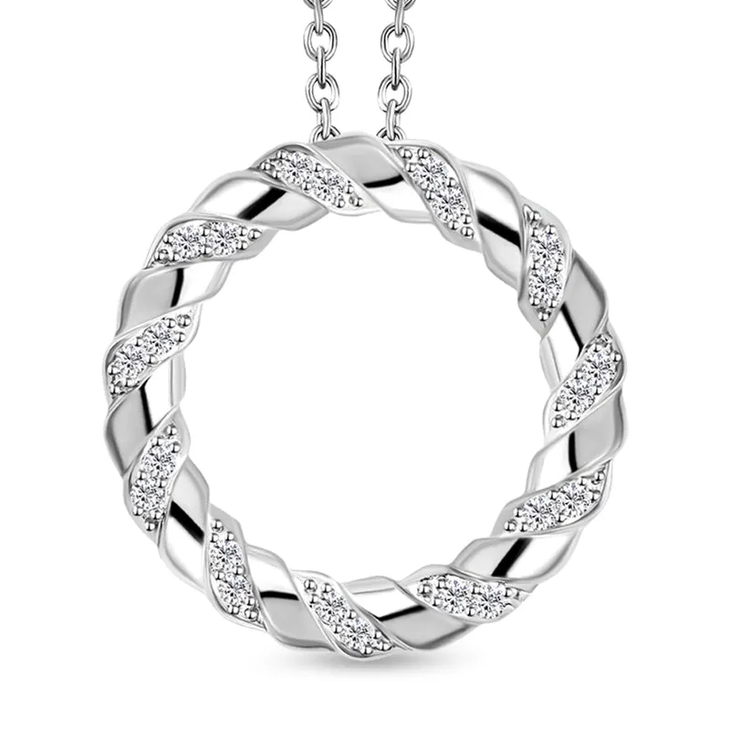 Weißer Zirkon-Anhänger mit Kette, Edelstahl ca. 0,44 ct