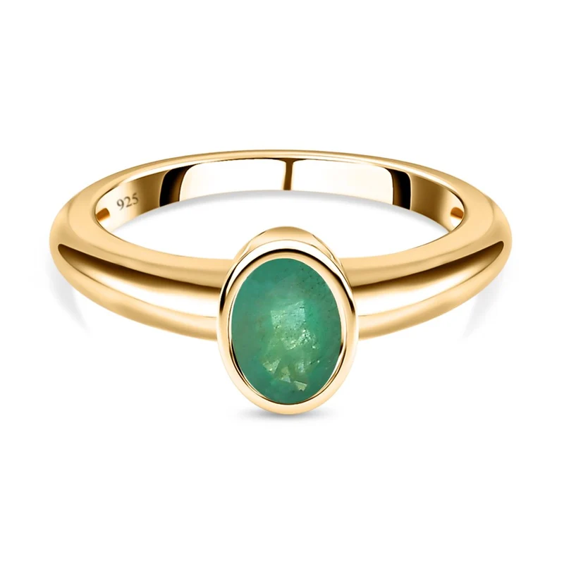 Kagem sambischer Smaragd-Ring, 925 Silber vergoldet ca. 0.71 ct