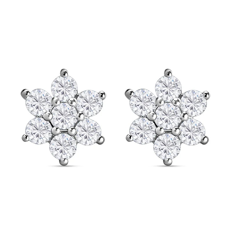 Weiße Zirkon-Ohrringe, 925 Silber ca. 0,98 ct