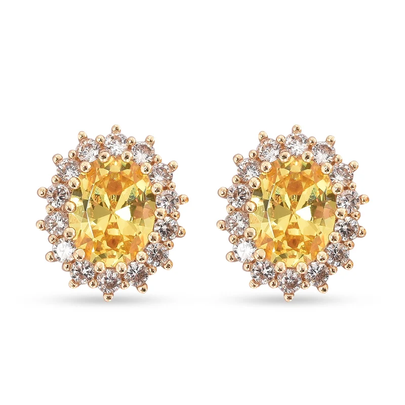 Gelbe und weiße Zirkonia-Ohrringe, goldfarben ca. 3,00 ct
