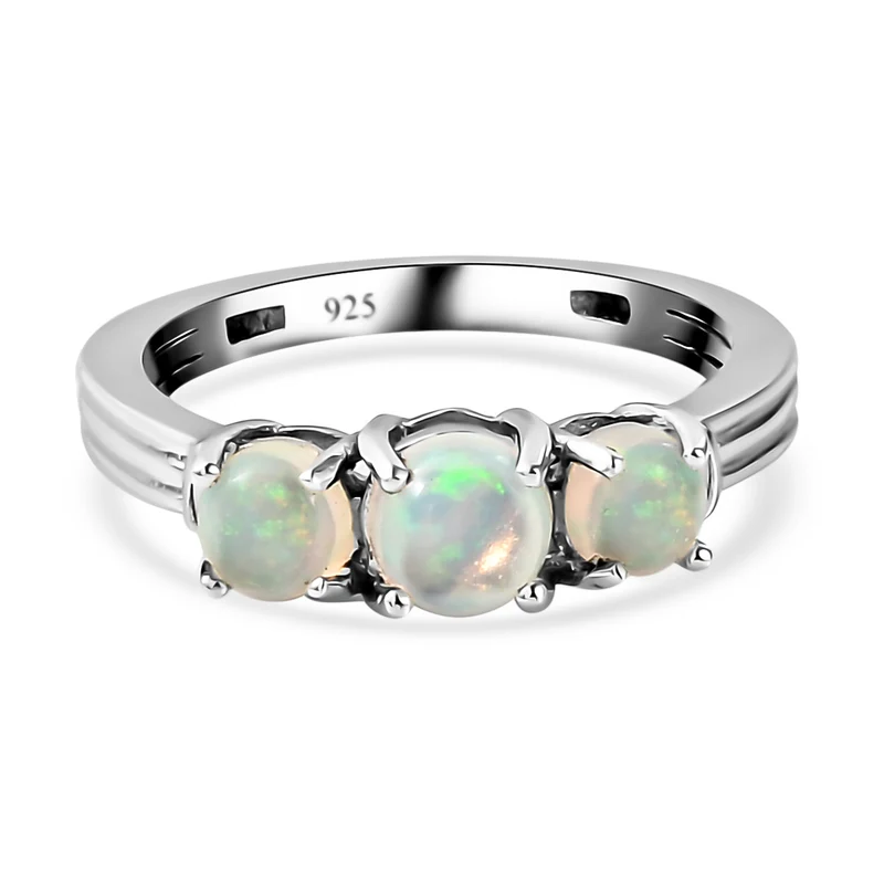 Natürlicher, äthiopischer Opal-Ring, 925 Silber platiniert ca. 0,82 ct