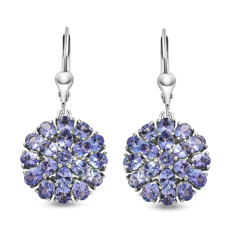 Tansanit-Ohrringe, 925 Silber platiniert ca. 6,64 ct