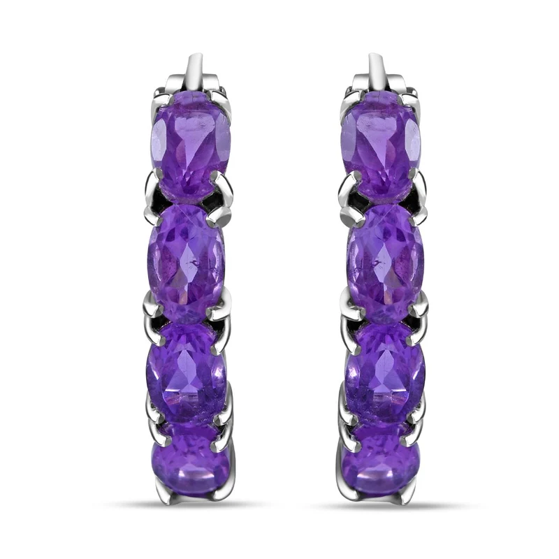 AA Lusaka Amethyst Ohrringe 925 Silber platiniert ca. 8.10 ct