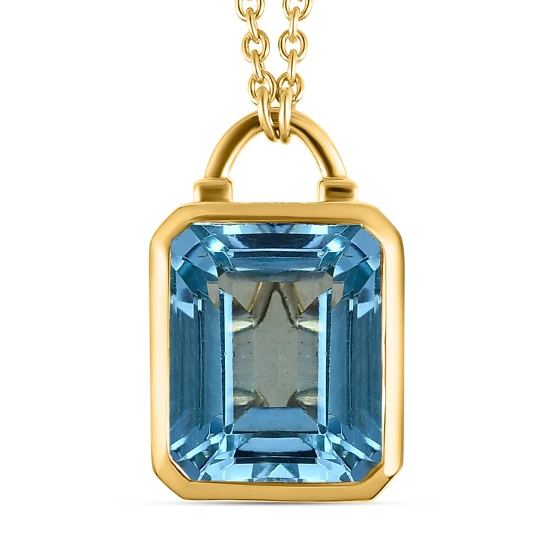 Himmelblaue Topas Halskette, ca. 45 cm, 925 Silber vergoldet ca. 7,08 ct