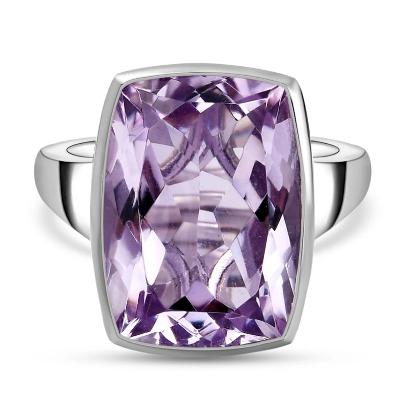 Rose De France Amethyst-Ring, 925 Silber platiniert ca. 14,35 ct