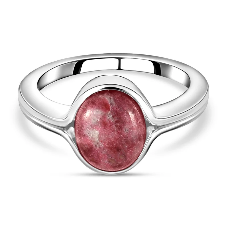 Norwegischer Thulit-Ring, 925 Silber platiniert ca. 2.25 ct