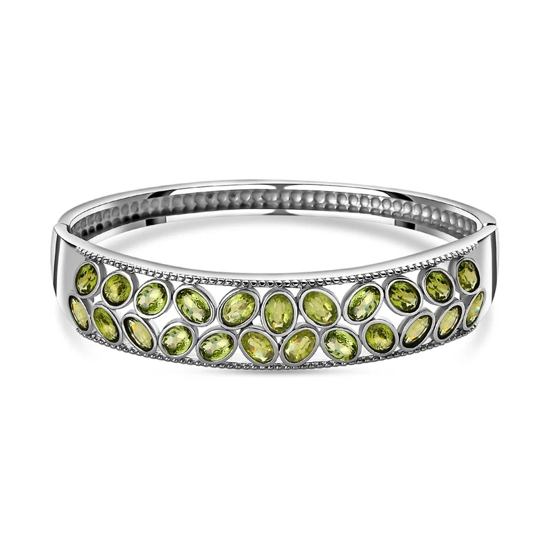 Natürliches Peridot Armreif, ca. 19 cm, Edelstahl, ca. 10.14 ct