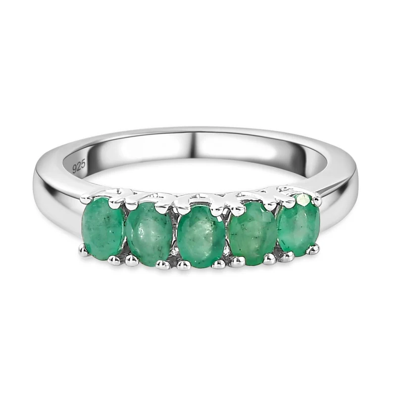 Kagem sambischer Smaragd-Ring, 925 Silber platiniert ca. 0.82 ct
