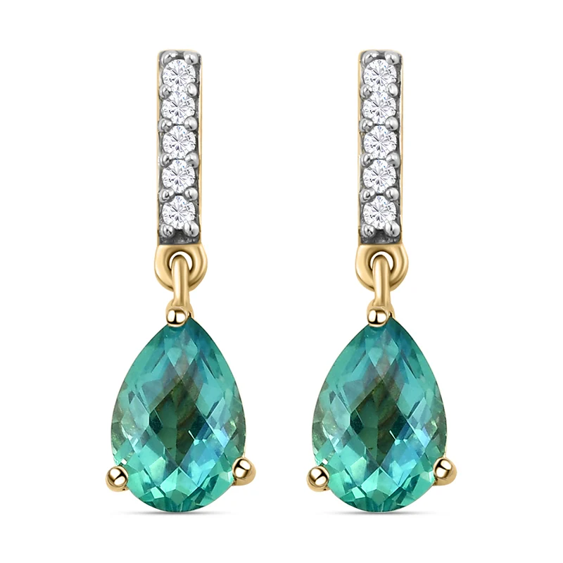 Pfau Triplett Quarz und weiße Zirkon-Ohrringe, 925 Silber vergoldet ca. 3,27 ct