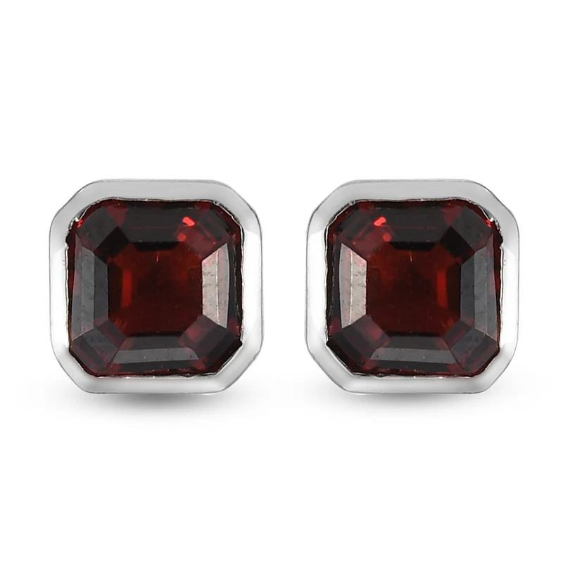 Mosambik Granat Ohrstecker 925 Silber platiniert ca. 2,53 ct