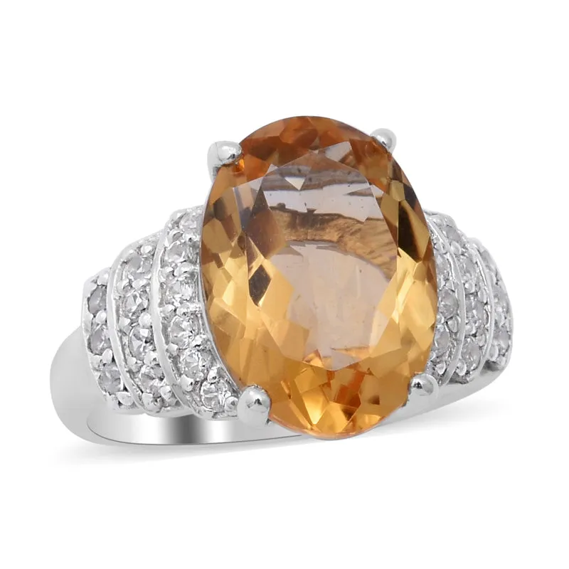 Citrin Ring 925 Silber platiniert 5.07 ct