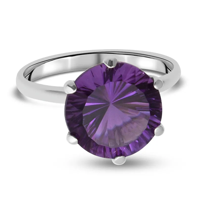 Lusaka Amethyst Solitär Ring 925 Silber platiniert 5.10 ct