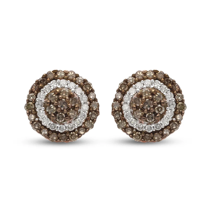 Natürliche Champagner Diamant-Ohrstecker, 925 Silber Roségold Vermeil ca. 0,50 ct